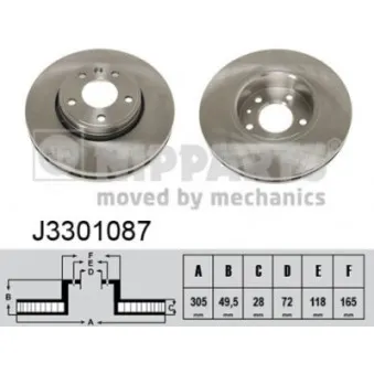 Jeu de 2 disques de frein avant NIPPARTS J3301087