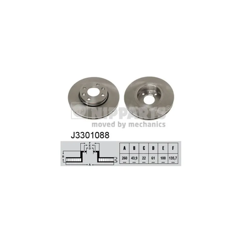 Jeu de 2 disques de frein avant NIPPARTS J3301088