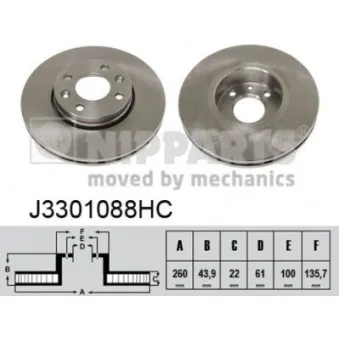 Jeu de 2 disques de frein avant NIPPARTS J3301088HC