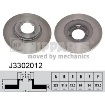 Jeu de 2 disques de frein avant NIPPARTS J3302012