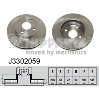 Jeu de 2 disques de frein avant NIPPARTS J3302059