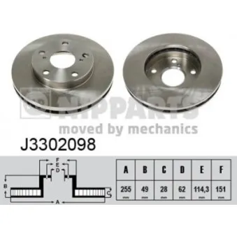 Jeu de 2 disques de frein avant NIPPARTS J3302098