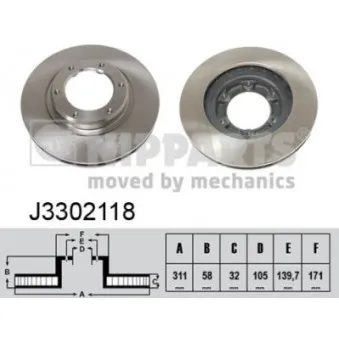 Jeu de 2 disques de frein avant NIPPARTS J3302118