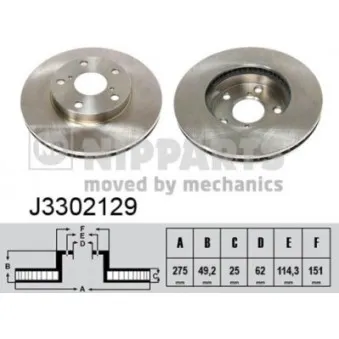 Jeu de 2 disques de frein avant NIPPARTS J3302129