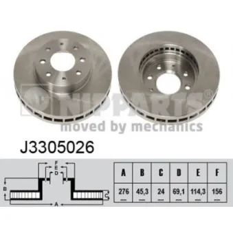 Jeu de 2 disques de frein avant NIPPARTS J3305026