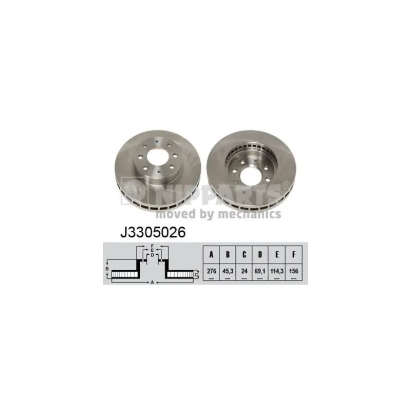 Jeu de 2 disques de frein avant NIPPARTS J3305026