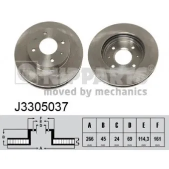 Jeu de 2 disques de frein avant NIPPARTS J3305037