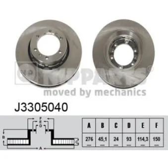 Jeu de 2 disques de frein avant NIPPARTS J3305040