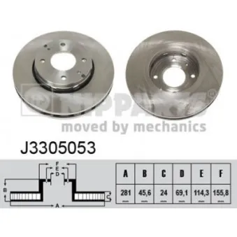 Jeu de 2 disques de frein avant NIPPARTS J3305053