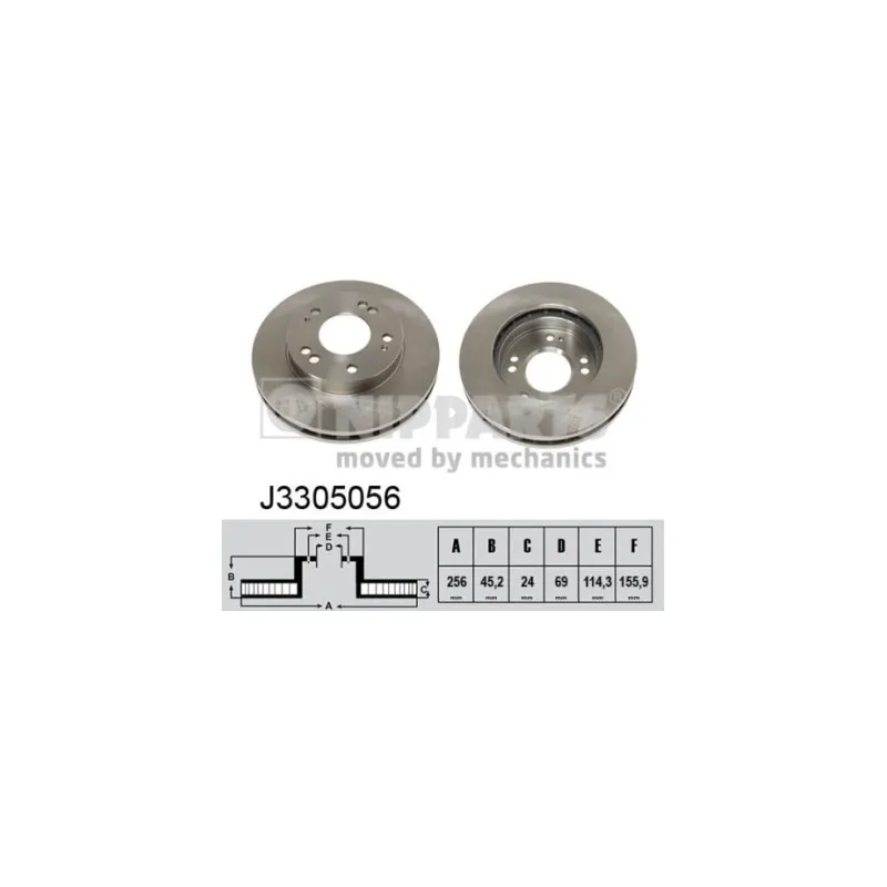 Jeu de 2 disques de frein avant NIPPARTS J3305056