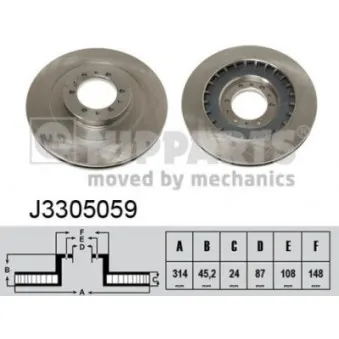 Jeu de 2 disques de frein avant NIPPARTS J3305059