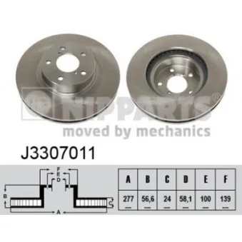 Jeu de 2 disques de frein avant NIPPARTS J3307011