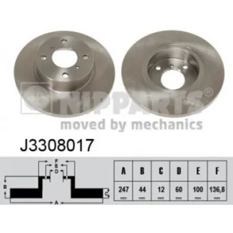 Jeu de 2 disques de frein avant NIPPARTS J3308017