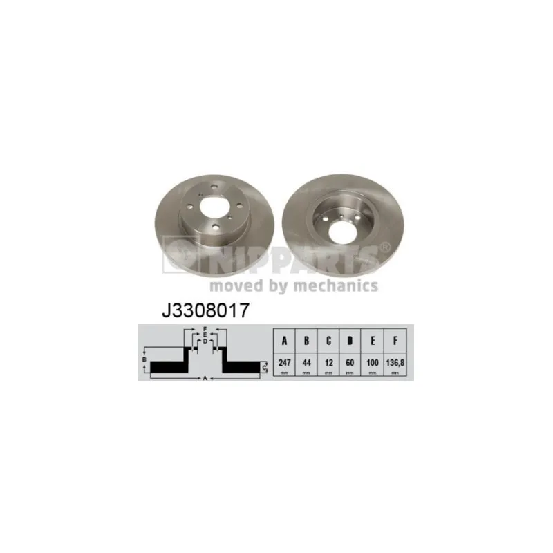 Jeu de 2 disques de frein avant NIPPARTS J3308017