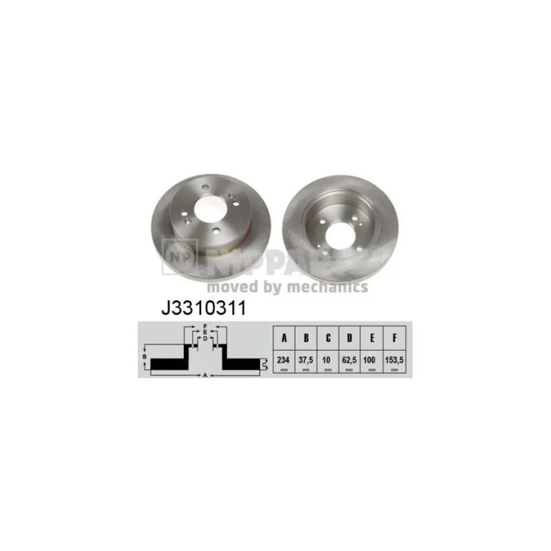 Jeu de 2 disques de frein arrière NIPPARTS J3310311