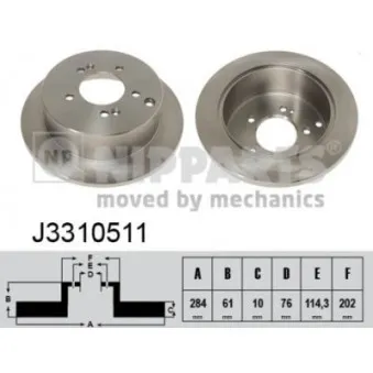 Jeu de 2 disques de frein arrière NIPPARTS J3310511