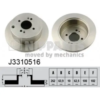 Jeu de 2 disques de frein arrière NIPPARTS J3310516