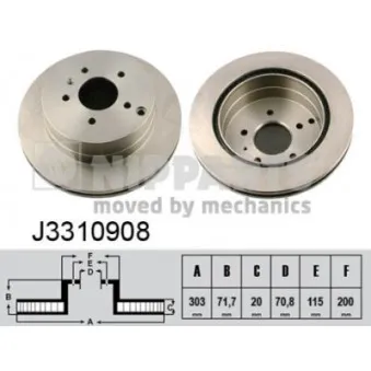 Jeu de 2 disques de frein arrière NIPPARTS J3310908