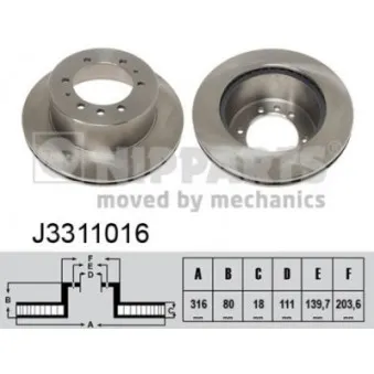 Jeu de 2 disques de frein arrière NIPPARTS J3311016