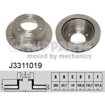 Jeu de 2 disques de frein arrière NIPPARTS J3311019