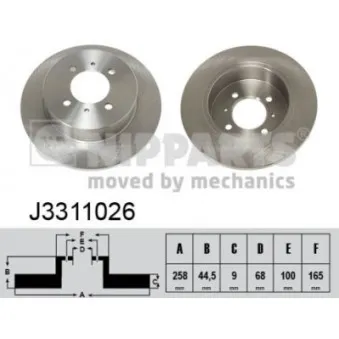 Jeu de 2 disques de frein arrière NIPPARTS J3311026