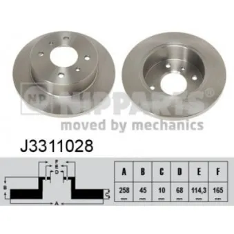 Jeu de 2 disques de frein arrière NIPPARTS J3311028