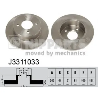 Jeu de 2 disques de frein arrière NIPPARTS J3311033