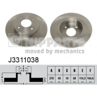 Jeu de 2 disques de frein arrière NIPPARTS J3311038