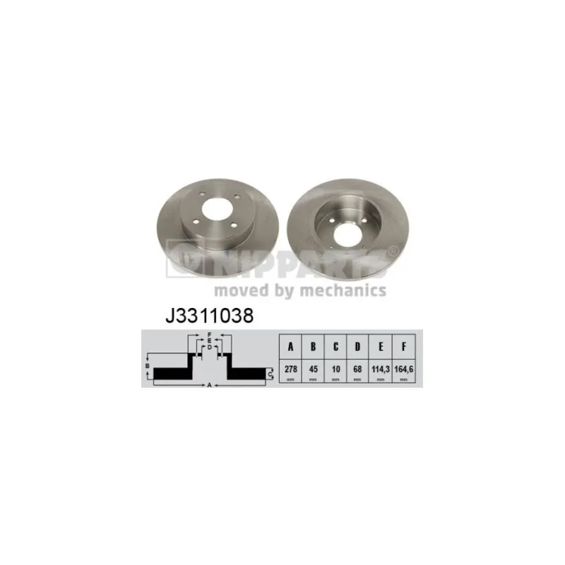 Jeu de 2 disques de frein arrière NIPPARTS J3311038