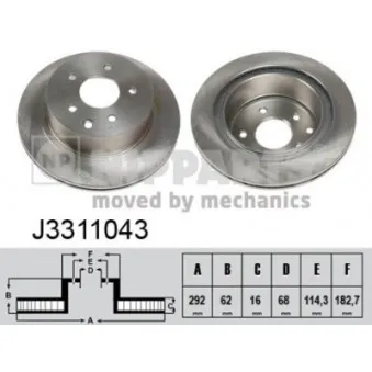 Jeu de 2 disques de frein arrière NIPPARTS J3311043