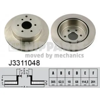 Jeu de 2 disques de frein arrière NIPPARTS J3311048