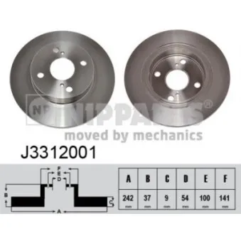 Jeu de 2 disques de frein arrière NIPPARTS J3312001