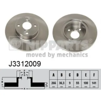 Jeu de 2 disques de frein arrière NIPPARTS J3312009