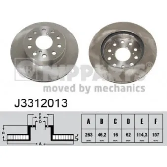 Jeu de 2 disques de frein arrière NIPPARTS J3312013