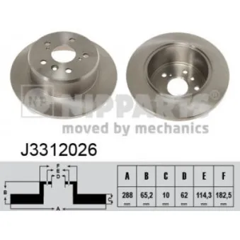 Jeu de 2 disques de frein arrière NIPPARTS J3312026