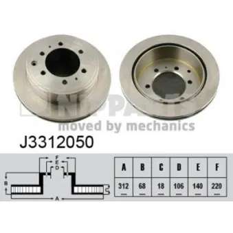 Jeu de 2 disques de frein arrière NIPPARTS J3312050