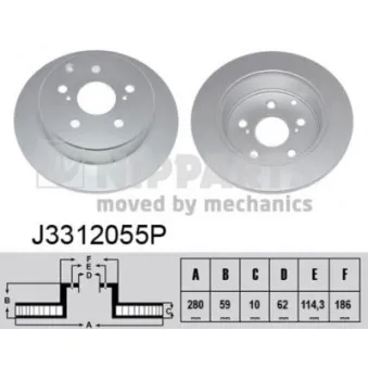 Jeu de 2 disques de frein arrière NIPPARTS J3312055P