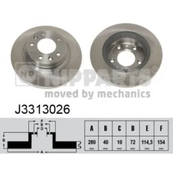 Jeu de 2 disques de frein arrière NIPPARTS J3313026