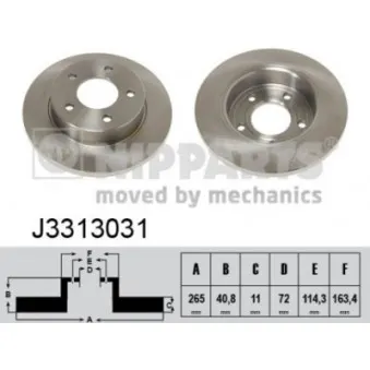 Jeu de 2 disques de frein arrière NIPPARTS J3313031