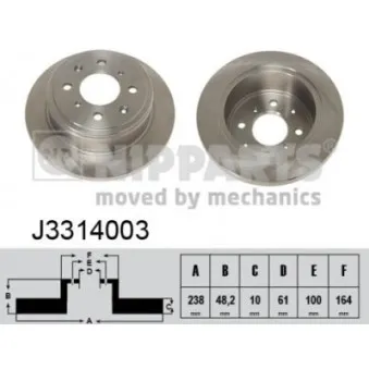 Jeu de 2 disques de frein arrière NIPPARTS J3314003