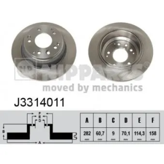 Jeu de 2 disques de frein arrière NIPPARTS J3314011