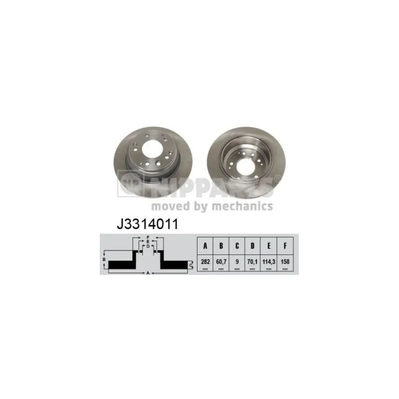 Jeu de 2 disques de frein arrière NIPPARTS J3314011