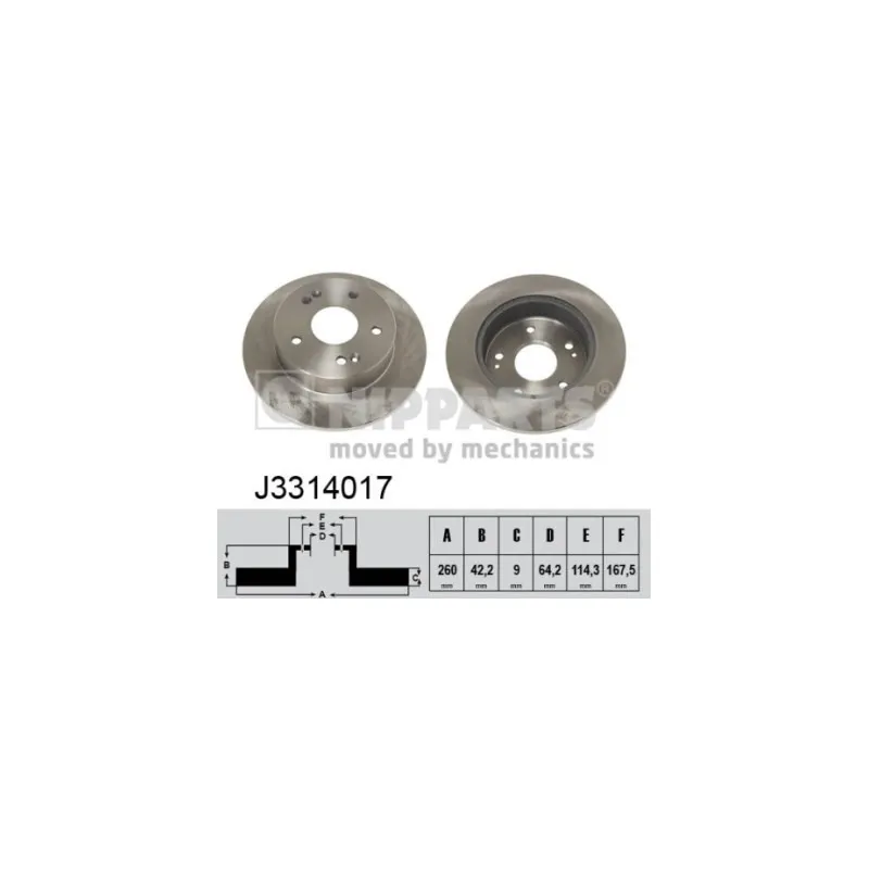 Jeu de 2 disques de frein arrière NIPPARTS J3314017