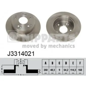 Jeu de 2 disques de frein arrière NIPPARTS J3314021