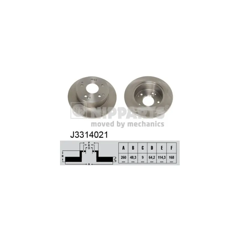 Jeu de 2 disques de frein arrière NIPPARTS J3314021