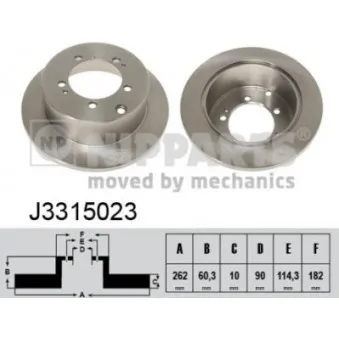 Jeu de 2 disques de frein arrière NIPPARTS J3315023