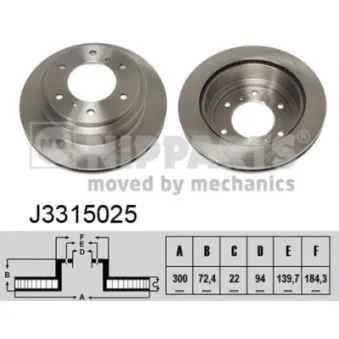 Jeu de 2 disques de frein arrière NIPPARTS J3315025