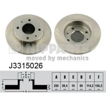 Jeu de 2 disques de frein arrière NIPPARTS J3315026