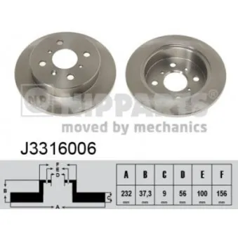 Jeu de 2 disques de frein arrière NIPPARTS J3316006