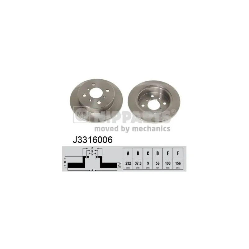 Jeu de 2 disques de frein arrière NIPPARTS J3316006